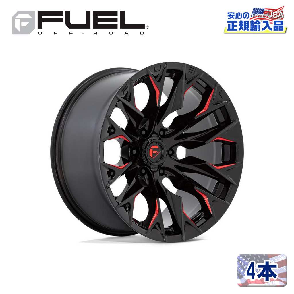 【FUEL OFFROAD (フューエルオフロード) 正規代理店】 22インチアルミホイール 4本セット D823 FLAME 6(フレーム シックス) 22×12 6H139.7 -44 CB106.1 GLOSS BLACK MILLED WITH CANDY RED 汎用/D82322208447 230,571円