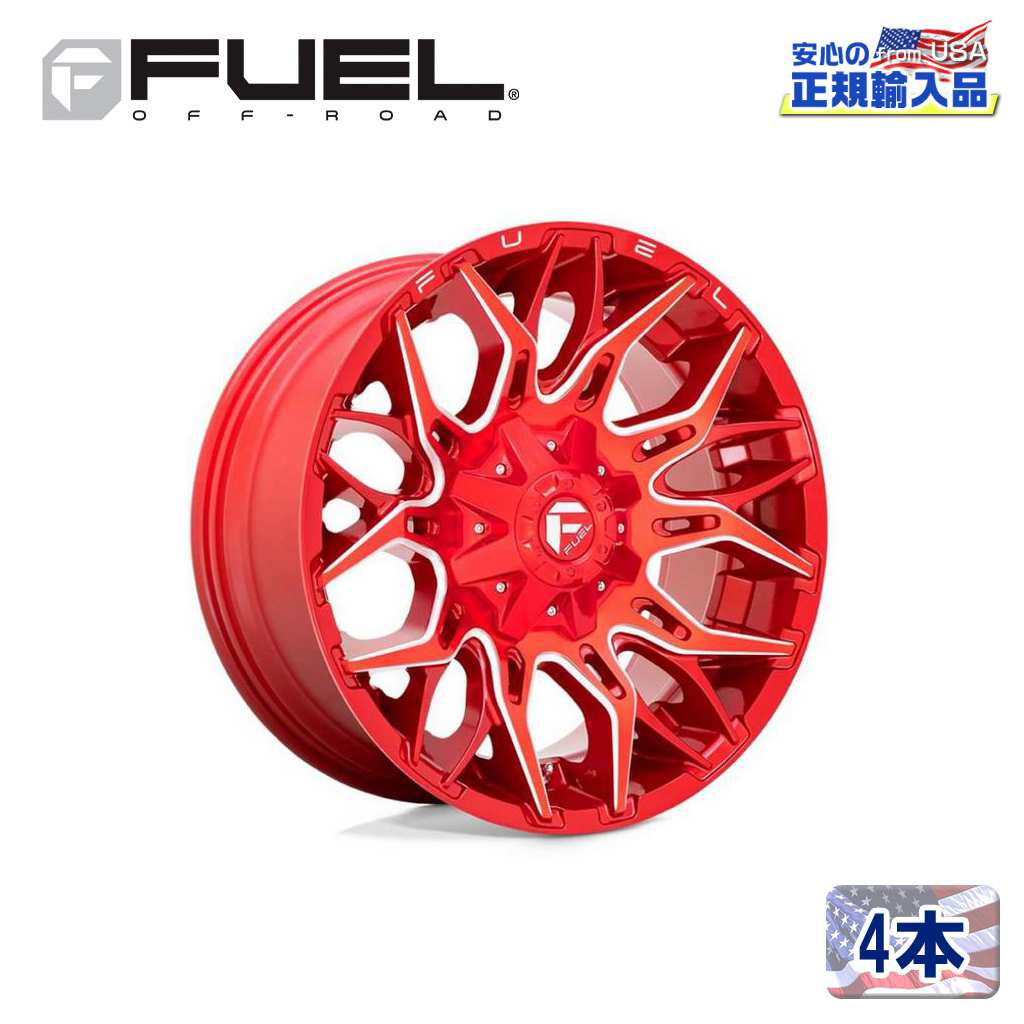 【FUEL OFFROAD (フューエルオフロード) 正規代理店】 22インチアルミホイール 4本セット D771 TWITCH(ツイッチ) 22×12 8H165.1 -44 CB125.2 CANDY RED MILLED 汎用/D77122208247