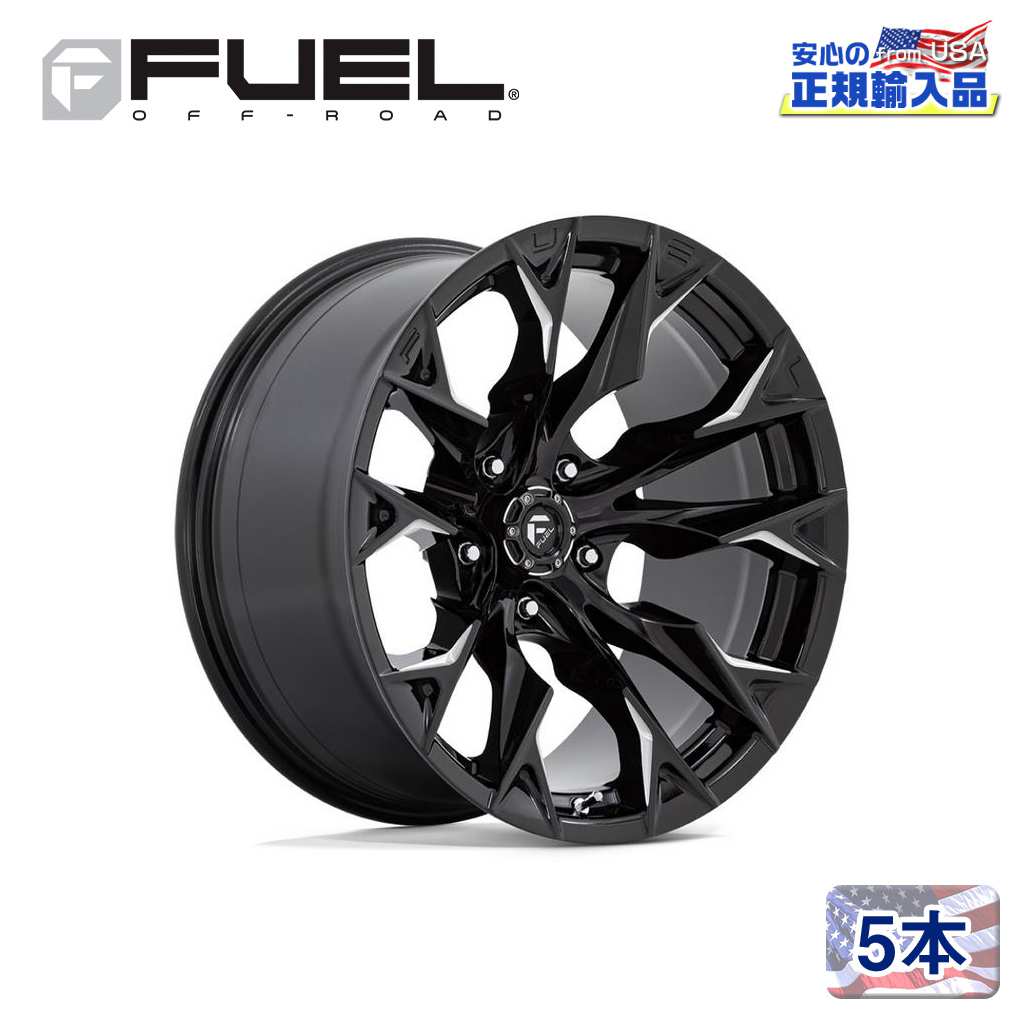 【FUEL OFFROAD (フューエルオフロード) 正規代理店】24インチアルミホイール 5本セットD803 FLAME 5(フレーム ファイブ)24×12 5H127 -44 CB71.5グロスブラックミルド 汎用/D80324207547|USATIRESHOP