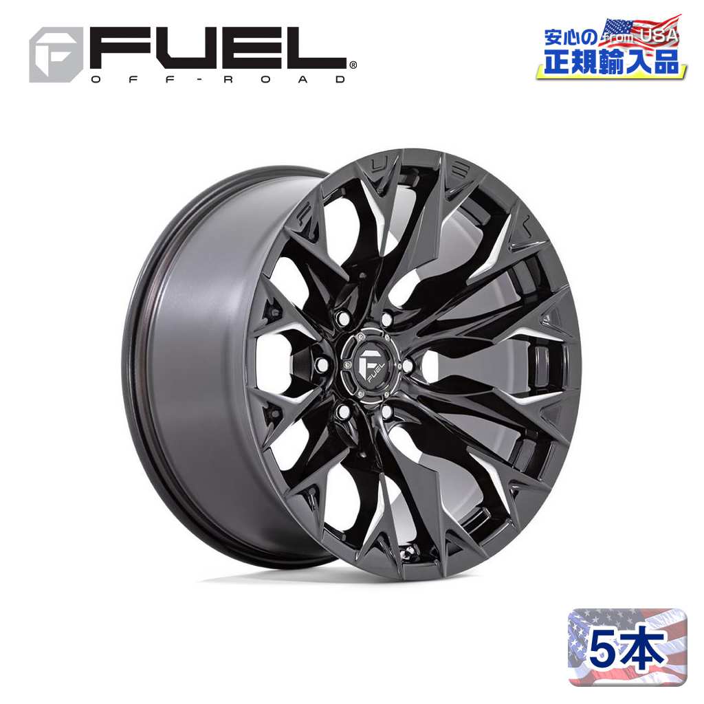 【FUEL OFFROAD (フューエルオフロード) 正規代理店】 22インチアルミホイール 5本セット D803 FLAME 6(フレーム シックス) 22×10 6H135 -18 CB87.1 グロスブラックミルド 汎用/D80322008947
