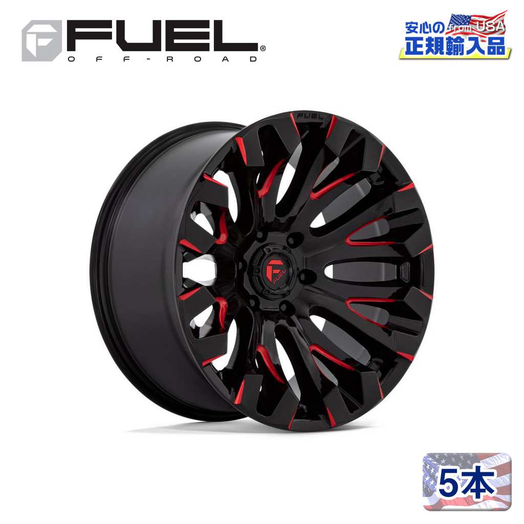 【FUEL OFFROAD (フューエルオフロード) 正規代理店】 20インチアルミホイール 5本セット D829 QUAKE(クエイク) 20×10 5H139.7 -18 CB78.1 GLOSS BLACK MILLED RED TINT 汎用/D8292000B447