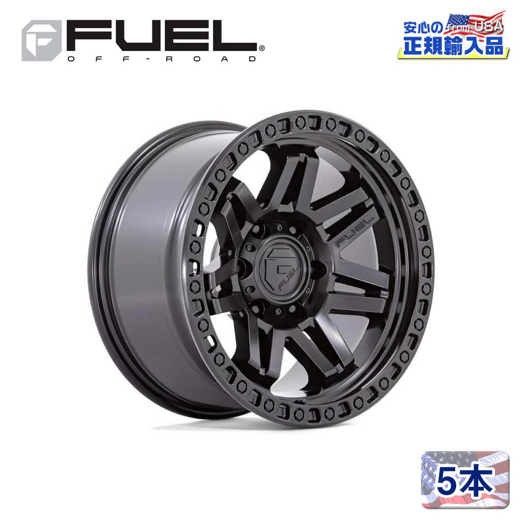 【FUEL OFFROAD (フューエルオフロード) 正規代理店】 17インチアルミホイール 5本セット D810 SYNDICATE(シンジケート) 17×9 5H127 +1 CB71.5 ブラックアウト 汎用/D81017907550