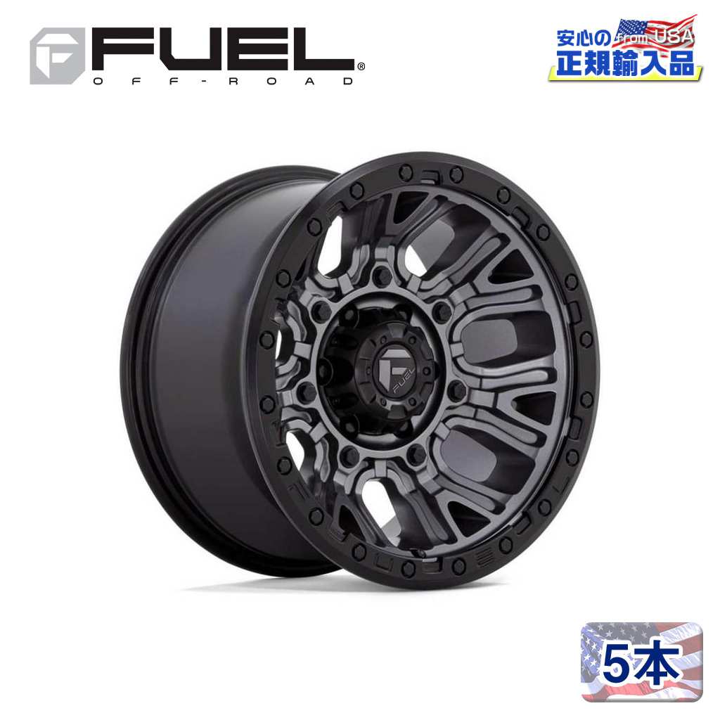 【FUEL OFFROAD (フューエルオフロード) 正規代理店】 20インチアルミホイール 5本セット D825 TRACTION(トラクション) 20×10 6H139.7 -18 CB106.1 MATTE GUNMETAL W/ BLACK RING 汎用/D82520008447