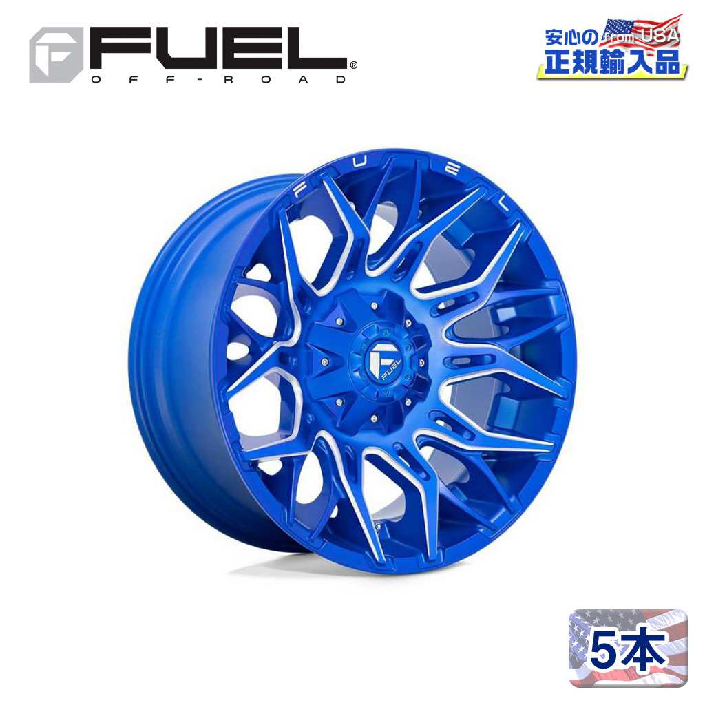 【FUEL OFFROAD (フューエルオフロード) 正規代理店】 22インチアルミホイール 5本セット D770 TWITCH(ツイッチ) 22×12 8H165.1 -44 CB125.2 ANODIZED BLUE MILLED 汎用/D77022208247