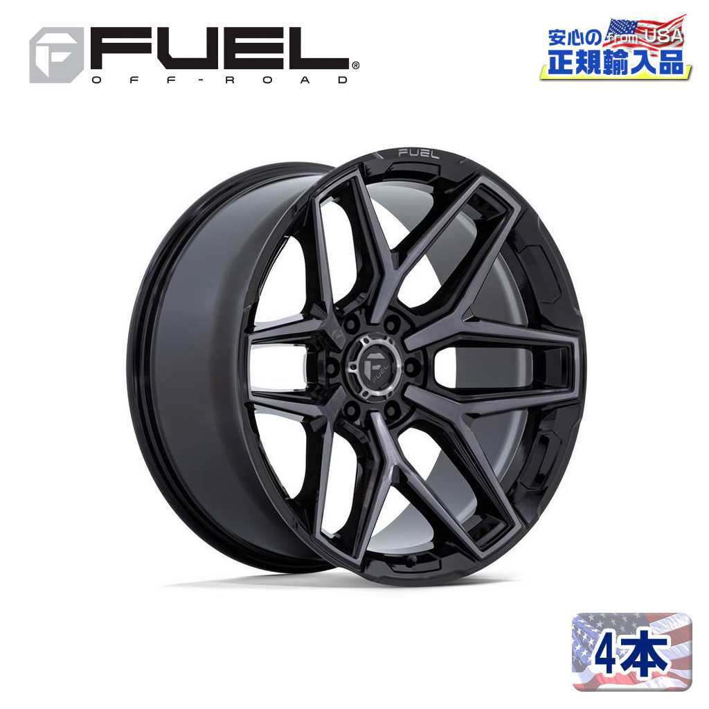 【FUEL OFFROAD (フューエルオフロード) 正規代理店】 20インチアルミホイール 4本 FC854BT FLUX フラックス GLOSS BLACK BRUSHED WITH GRAY TINT 20×10J 6H 135 -18 CB87.1