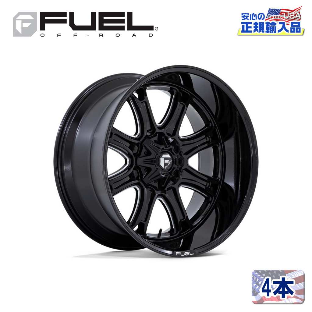 【FUEL OFFROAD(フューエルオフロード)正規代理店】24インチアルミホイール 4本DARKSTAR FC853BE24&times;12 8H 165.1 -44 CB125.1グロスブラックミルド 汎用｜USATIRESHOP