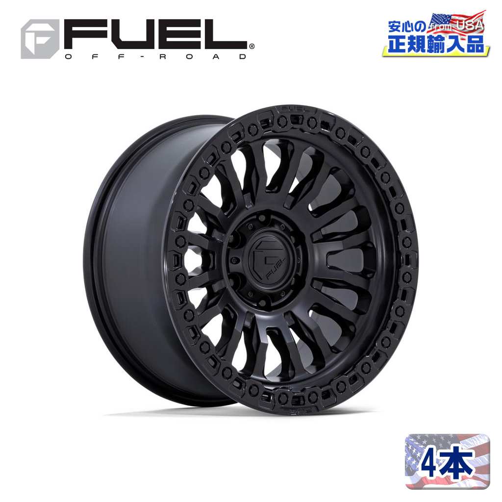 【FUEL OFFROAD(フューエルオフロード)正規代理店】 18インチアルミホイール 4本 RINCON FC857MB 18×9 8H 165.1 +1 CB125.1 マットブラック/グロスブラックリップ 汎用