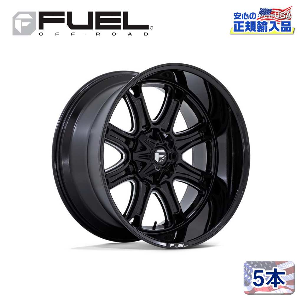 【FUEL OFFROAD(フューエルオフロード)正規代理店】 24インチアルミホイール 5本 DARKSTAR FC853BE 24×12 8H 180 -44 CB124.2 グロスブラックミルド 汎用