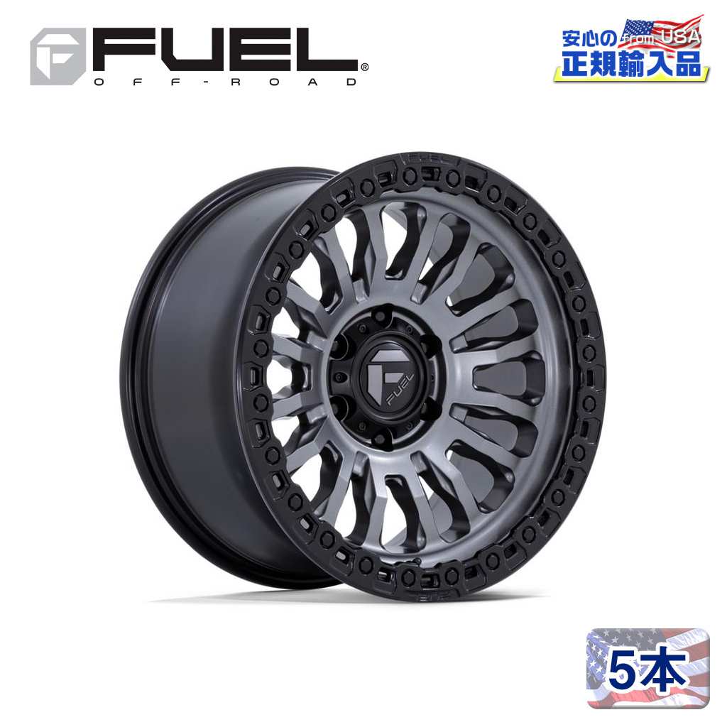 【FUEL OFFROAD(フューエルオフロード)正規代理店】 17インチアルミホイール 5本 RINCON FC857AB 17×9 6H 139.7 +1 CB106.1 マットガンメタル/ブラックリング 汎用