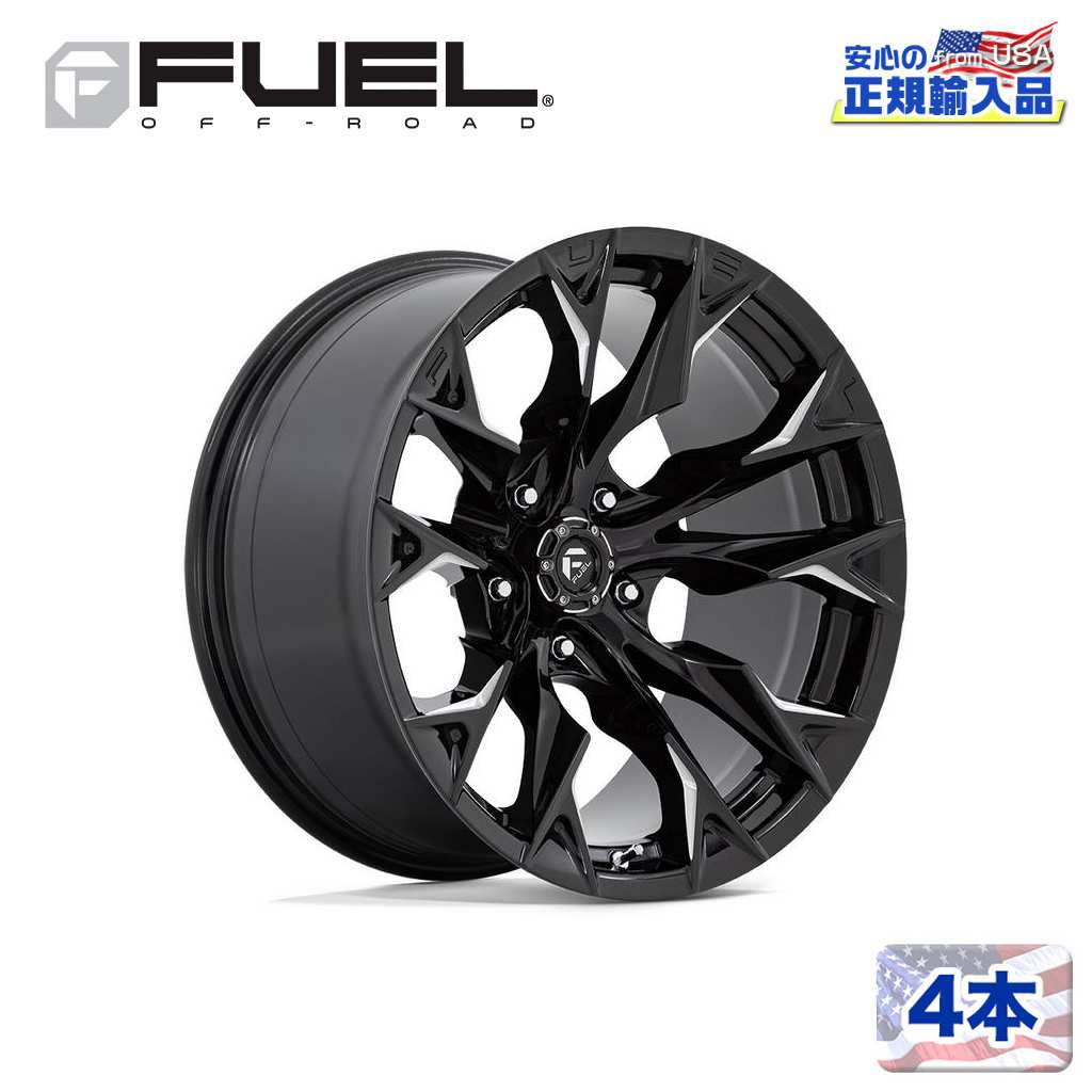 【FUEL OFFROAD (フューエルオフロード) 正規代理店】 20インチアルミホイール 4本 D803 FLAME8 20×9 8H170 +20 CB125.1 グロスブラックミルド/GLOSS BLACK MILLED 汎用