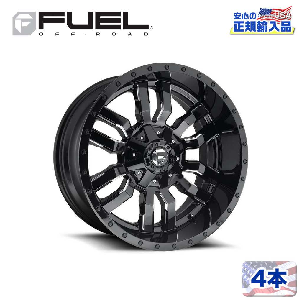 【FUEL OFFROAD (フューエルオフロード) 正規代理店】 20インチアルミホイール 4本 D595 SLEDGE 20×9 5H139.7 +20 CB110.1 グロスブラックミルド/GLOSS BLACK MILLED 汎用