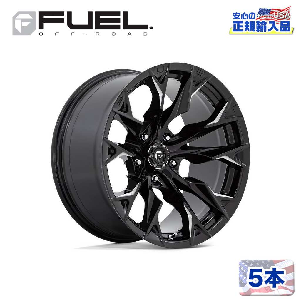 【FUEL OFFROAD (フューエルオフロード) 正規代理店】 20インチアルミホイール 5本 D803 FLAME8 20×9 8H180 +20 CB124.2 グロスブラックミルド/GLOSS BLACK MILLED 汎用