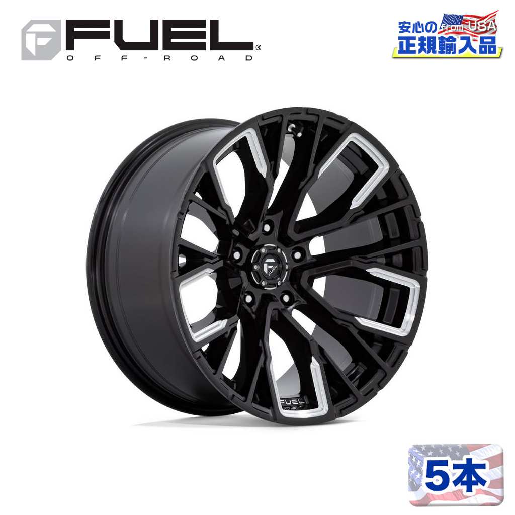 【FUEL OFFROAD (フューエルオフロード) 正規代理店】 20インチアルミホイール 5本 D849 REBAR 20×9 6H139.7 +1 CB106.1 グロスブラックミルド/GLOSS BLACK MILLED 汎用