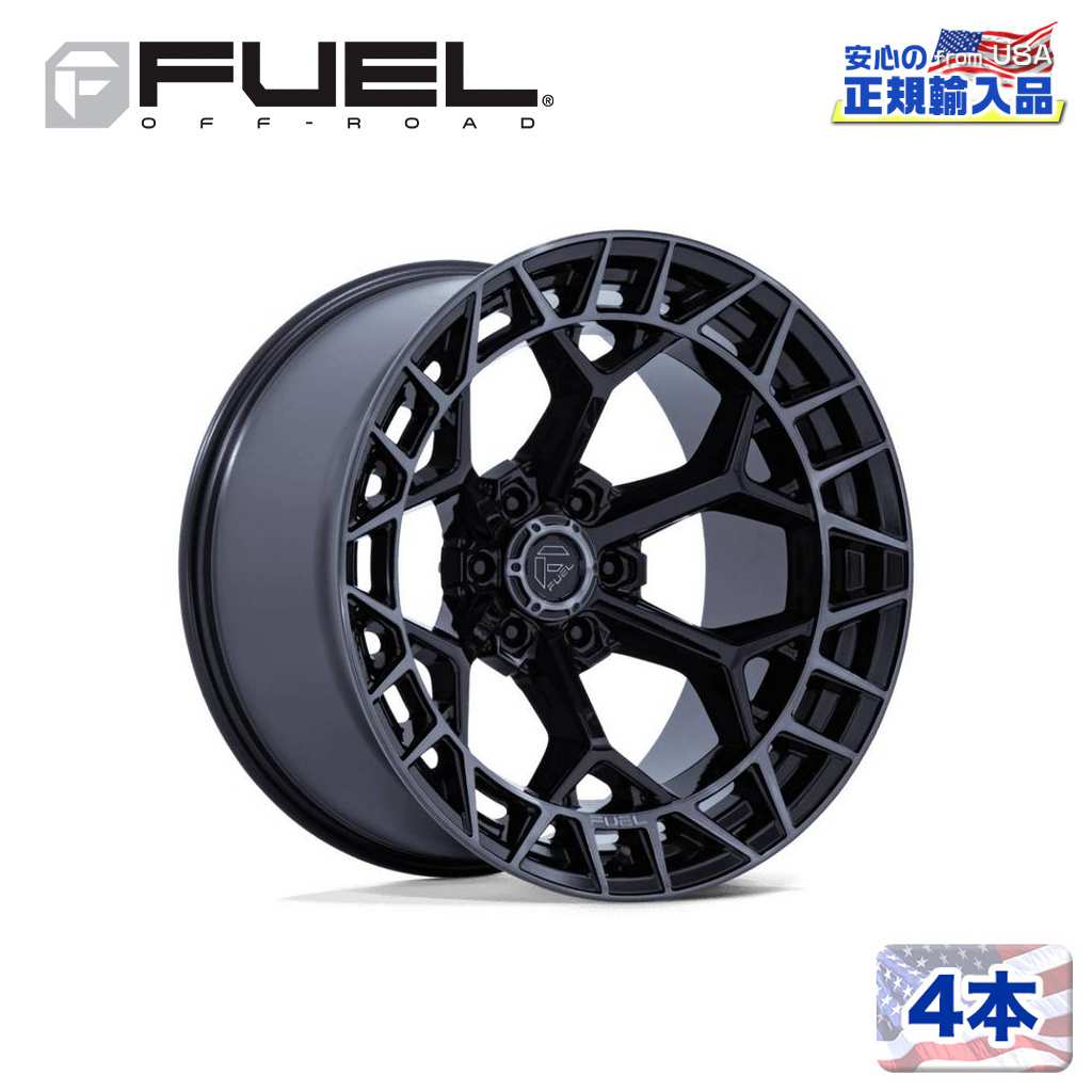 【FUEL OFFROAD (フューエルオフロード) 正規代理店】 20インチホイール 4本セット FC873 CHARGER 20×10 8H 165.1 -18 CB125.1 GLOSS BLACK BRUSHED DARK TINT(グロスブラックブラッシュド ダークティント) 汎用/FC873BT20108018N