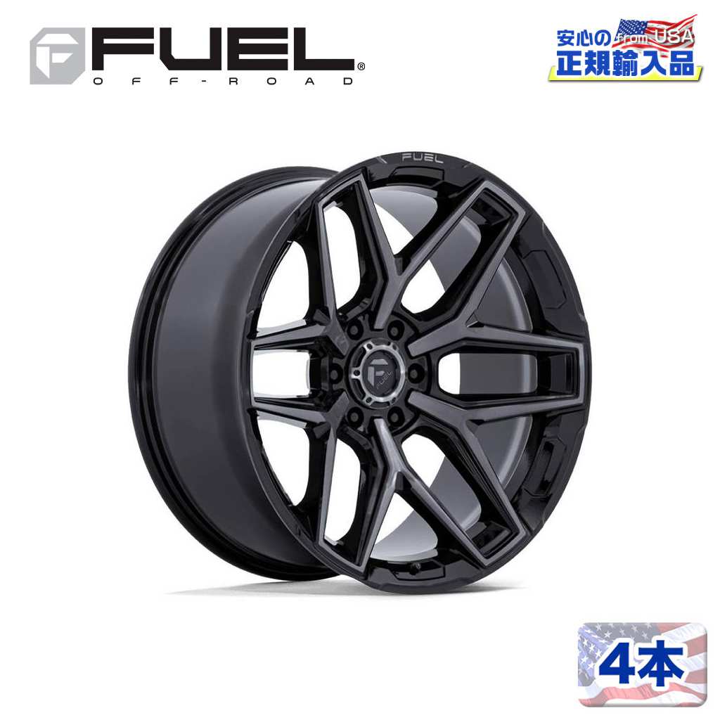 【FUEL OFFROAD (フューエルオフロード) 正規代理店】 17インチホイール 4本セット FLUX 17×9 6H 139.7 -12 CB106.1 GLOSS BLACK BRUSH FC GRAY DDT(グロスブラックブラッシュ FCグレー DDT) 汎用/FC854BT17906812N
