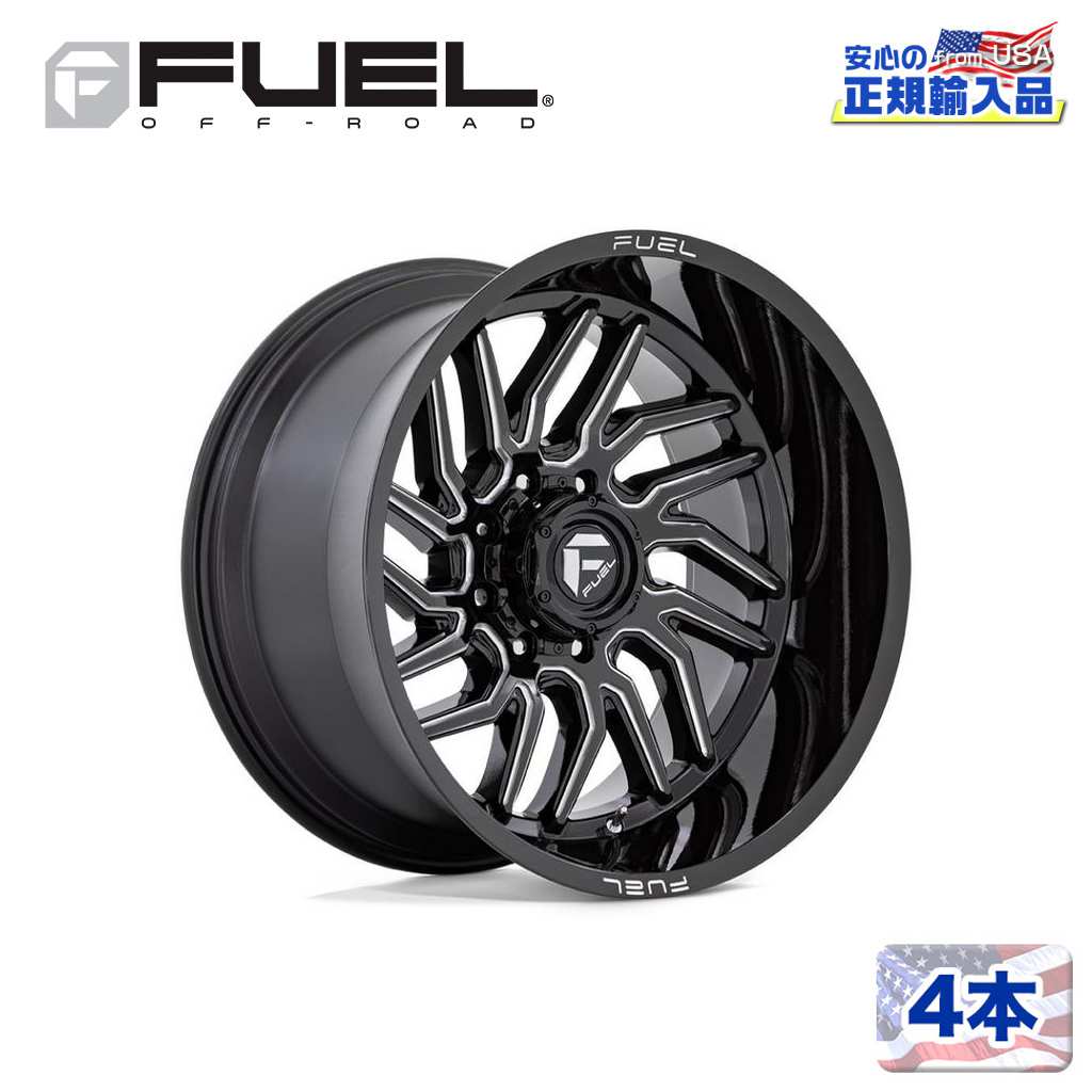 【FUEL OFFROAD (フューエルオフロード) 正規代理店】24インチホイール 4本セットD807 HURRICANE 24×12 8H 165.1 -44 CB125.1GLOSS BLACK MILLED(グロスブラックミルド)汎用/D80724208247|USATIRESHOP