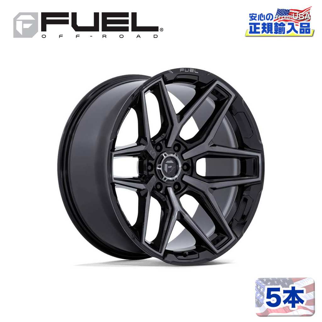 【FUEL OFFROAD (フューエルオフロード) 正規代理店】 22インチホイール 5本セット FLUX 22×12 8H 165.1 -44 CB125.1 GLOSS BLACK BRUSH FC GRAY DDT(グロスブラックブラッシュ FCグレー DDT) 汎用/FC854BT22128044N