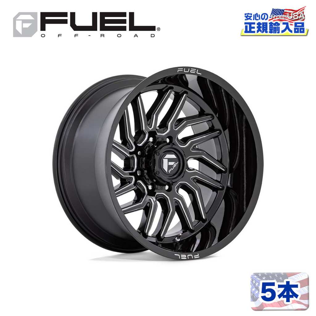 【FUEL OFFROAD (フューエルオフロード) 正規代理店】24インチホイール 5本セットD807 HURRICANE 24&times;12 8H 165.1 -44 CB125.1GLOSS BLACK MILLED(グロスブラックミルド)汎用/D80724208247｜USATIRESHOP