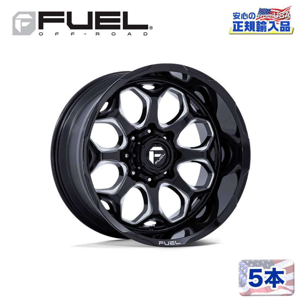 【FUEL OFFROAD (フューエルオフロード) 正規代理店】 22インチホイール 5本セット FC862 SCEPTER 22×12 5H 127 -44 CB71.5 GLOSS BLACK MILLED(グロスブラックミルド) 汎用/FC862BE22125044N