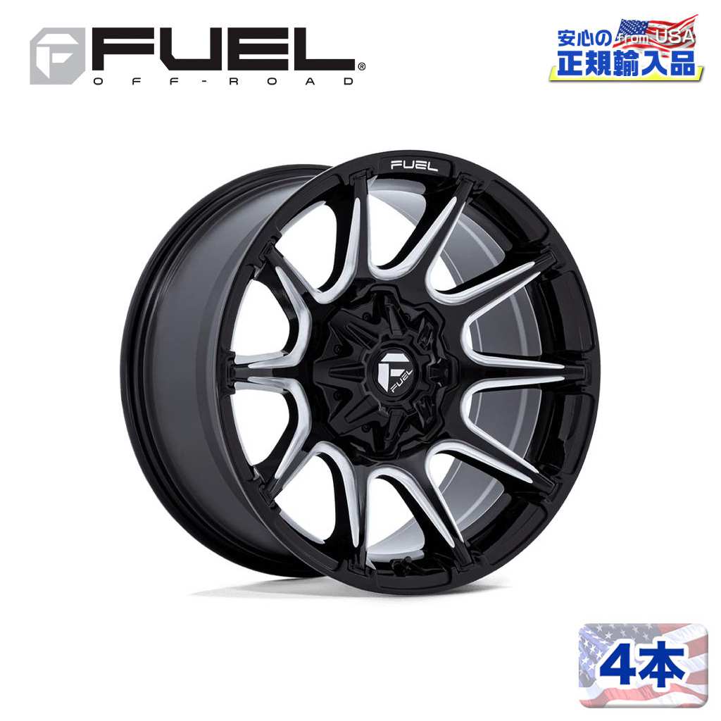 【FUEL OFFROAD (フューエルオフロード) 正規代理店】 22インチホイール 4本セット FC880 SUPER C 22×12 5H 127/139.7 -44 CB87.1 GLOSS BLACK MILLED(グロスブラックミルド) 汎用/FC880BE22128344N