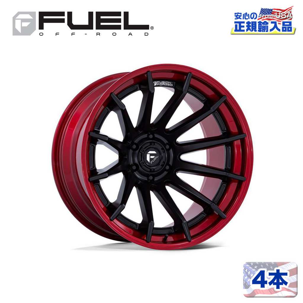 【FUEL OFFROAD (フューエルオフロード) 正規代理店】24インチホイール 4本セットFC403 BURN 24&times;12 6H 135 -44 CB87.1MATTE BLACK W/ CANDY RED LIP(マットブラック/キャンディーレッドリップ)汎用/FC403MQ24126344N｜USATIRESHOP 296,208円