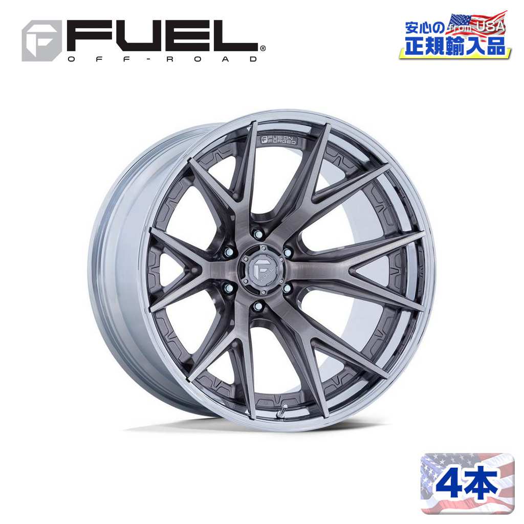 【FUEL OFFROAD (フューエルオフロード) 正規代理店】 22インチホイール 4本セット FC402 CATALYST 22×12 6H 139.7 -44 CB106.1 PLATINUM W/ CHROME LIP(プラチナム/クロームリップ) 汎用/FC402AP22126844N