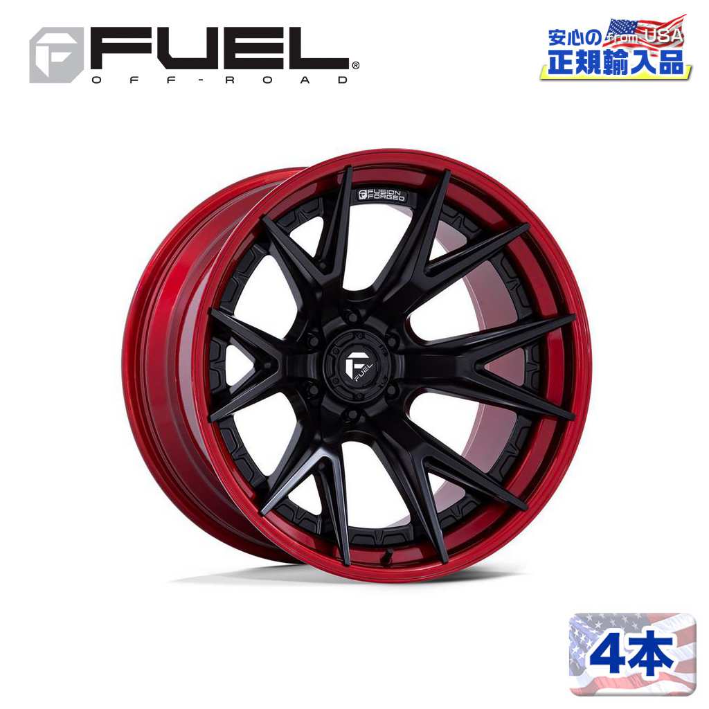 【FUEL OFFROAD (フューエルオフロード) 正規代理店】 24インチホイール 4本セット FC402 CATALYST 24×12 6H 135 -44 CB87.1 MATTE BLACK W/ CANDY RED LIP(マットブラック/キャンディーレッドリップ) 汎用/FC402MQ24126344N