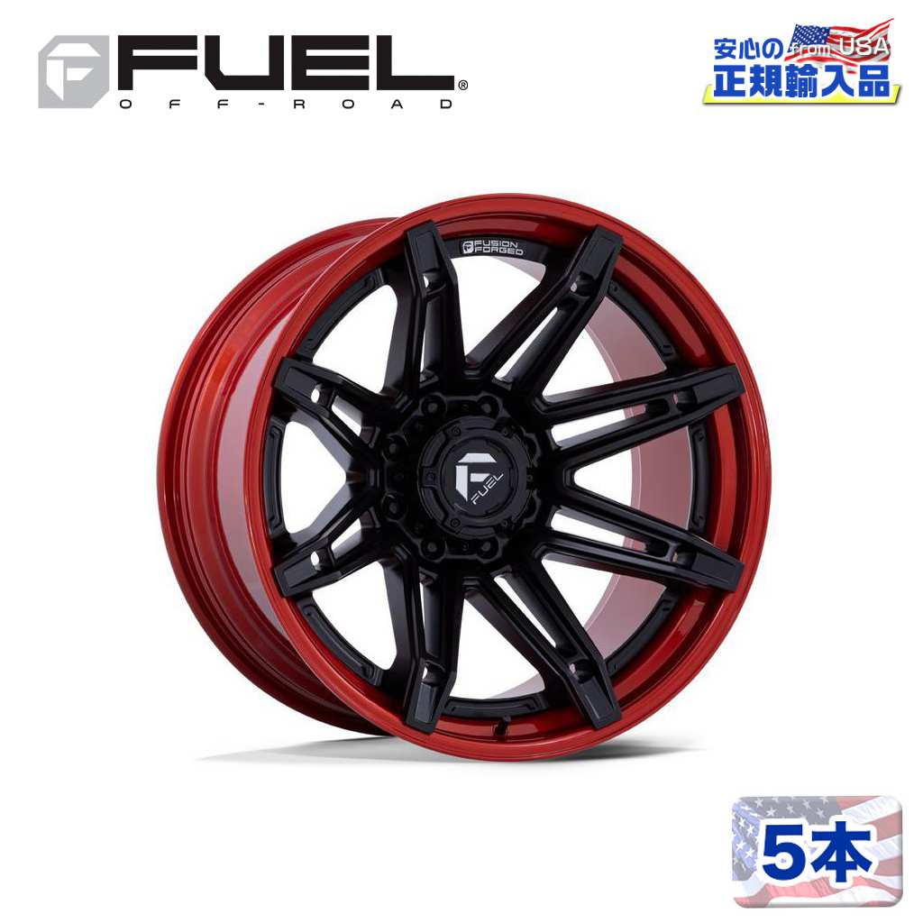 【FUEL OFFROAD (フューエルオフロード) 正規代理店】 20インチホイール 5本セット FC401 BRAWL 20×10 8H 165.1 -18 CB125.1 MATTE BLACK W/ CANDY RED LIP(マットブラック/キャンディーレッドリップ) 汎用/FC401MQ20108018N