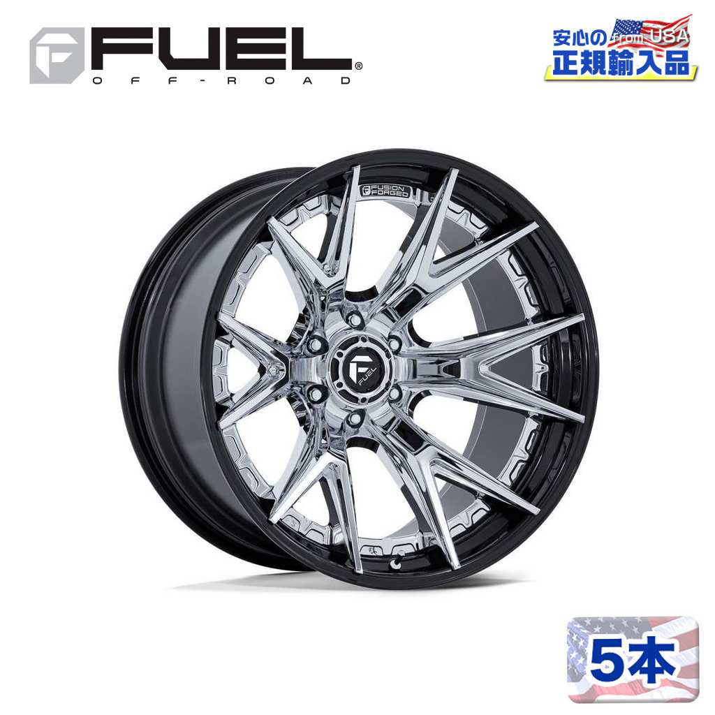 【FUEL OFFROAD (フューエルオフロード) 正規代理店】 22インチホイール 5本セット FC402 CATALYST 22×12 8H 165.1 -44 CB125.1 CHROME W/ GLOSS BLACK LIP(クローム/グロスブラックリップ) 汎用/FC402PB22128044N