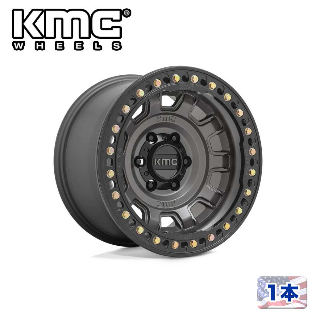 【KMC(ケーエムシー)日本販売代理店】 17インチアルミホイール 1本 汎用 KM236 TANK BEADLOCK ANTHRACITE 17×9J 5H 127 -15 CB71.5