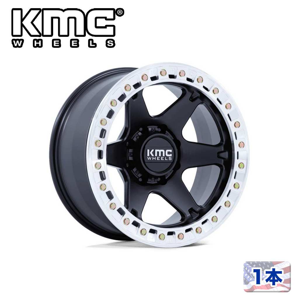 【KMC(ケーエムシー)日本販売代理店】 17インチアルミホイール1本 KM238 VI BEADLOCK 17×9J 5H 127 -38 CB71.5 SATIN BLACK W/ MACHINED RING 汎用
