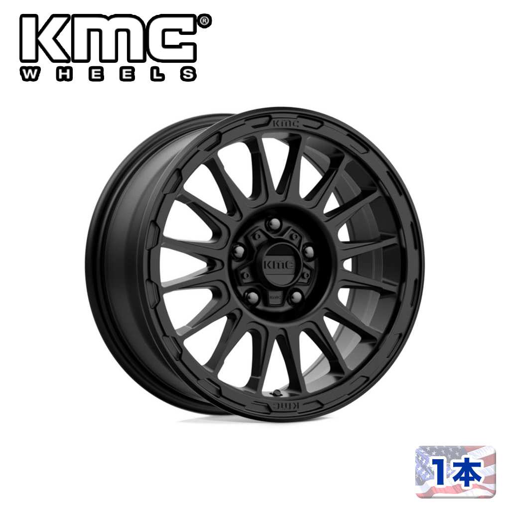 【KMC（ケーエムシー）日本販売代理店】 17インチアルミホイール 1本 汎用 KM542 IMPACT SATIN BLACK 17×8J 5H 114.3 +35 CB72.56