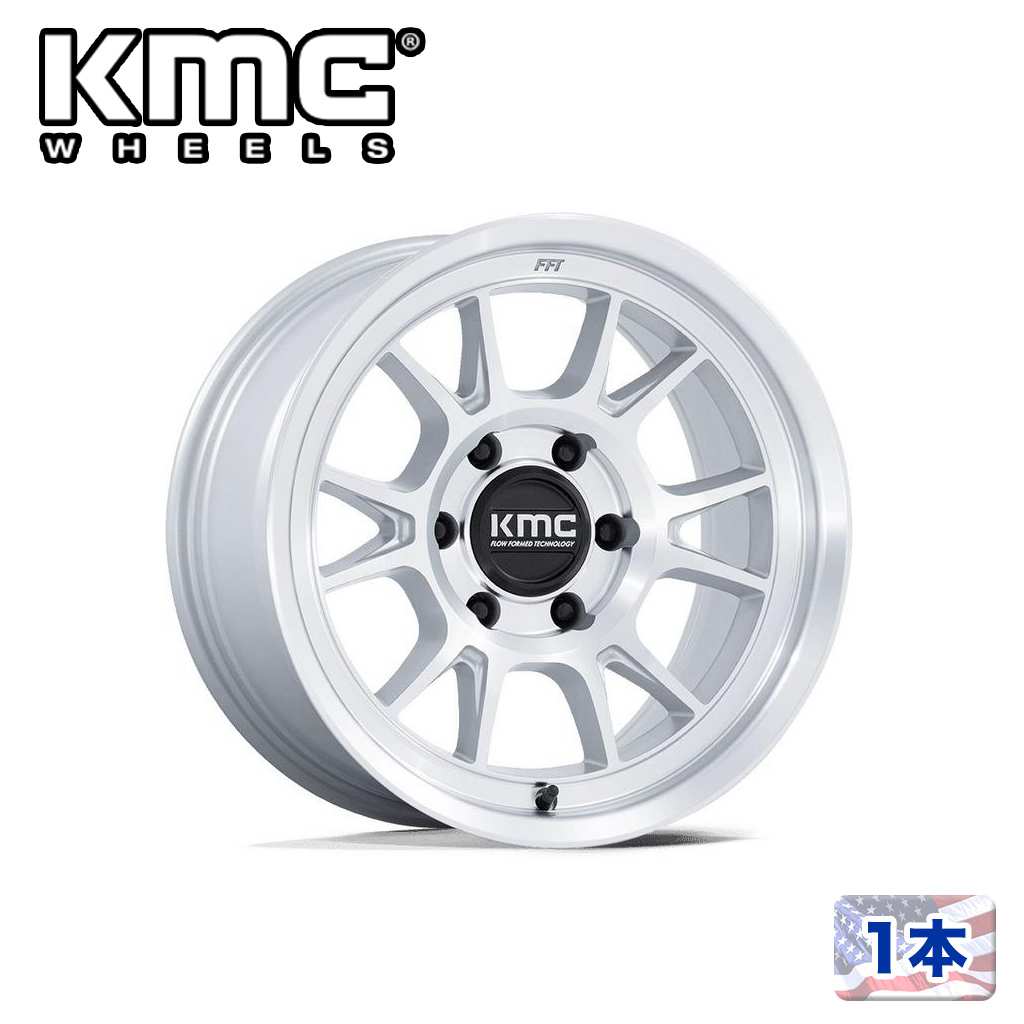 【KMC(ケーエムシー)日本販売代理店】17インチアルミホイール1本KM729 RANGE17&times;8.5J 6H 139.7 -10 CB106.1GLOSS SILVER W/ MACHINED FACE 汎用｜USATIRESHOP 55,660円