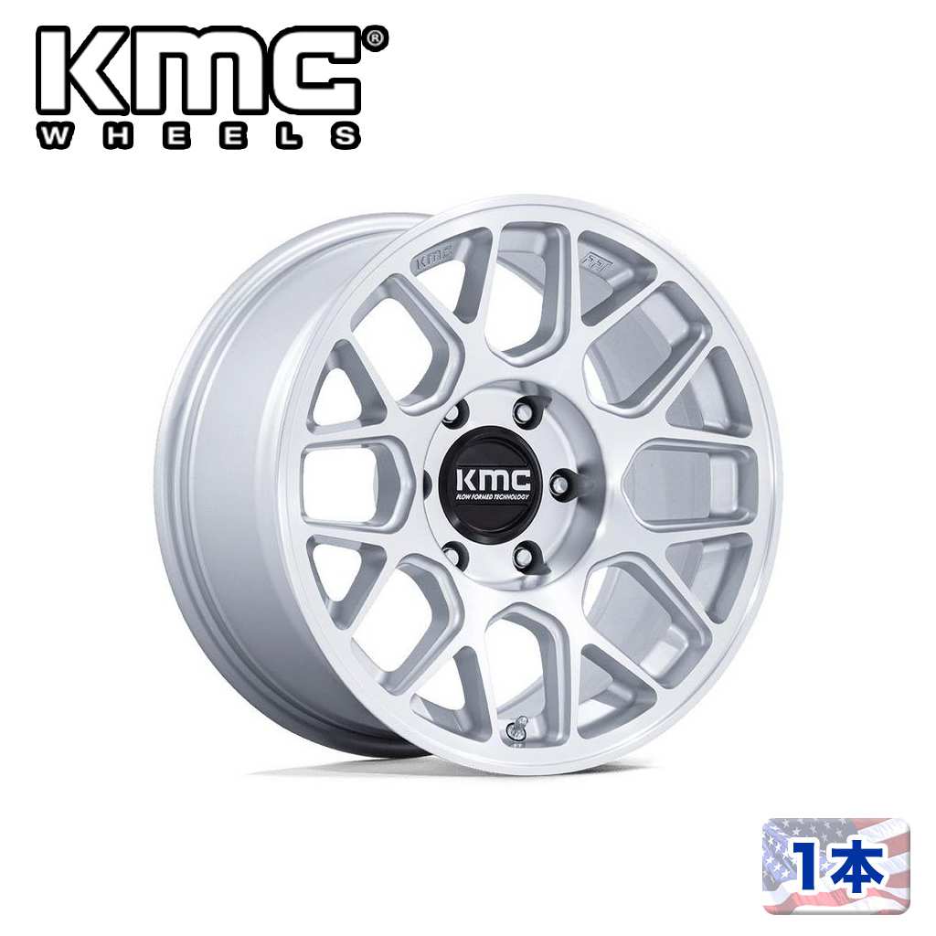 【KMC 正規品】17インチホイール 1本KM730 HATCHET 17&times;8.5 6H 139.7 -10 CB106.1GLOSS SILVER W/ MACHINED FACE汎用/KM730SD17856810N｜USATIRESHOP