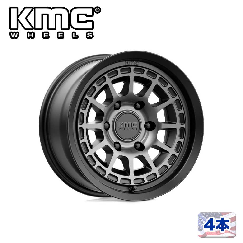 【KMC（ケーエムシー）日本販売代理店】 17インチアルミホイール 4本 汎用 KM719 CANYON SATIN BLACK W/ GRAY TINT 17×8.5J 6H 139.7 ±0 CB106.1