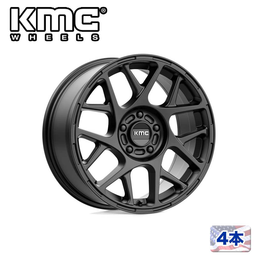 【KMC（ケーエムシー）日本販売代理店】 17インチアルミホイール 4本 汎用 KM708 BULLY SATIN BLACK 17×8J 5H 108 +38 CB72.56