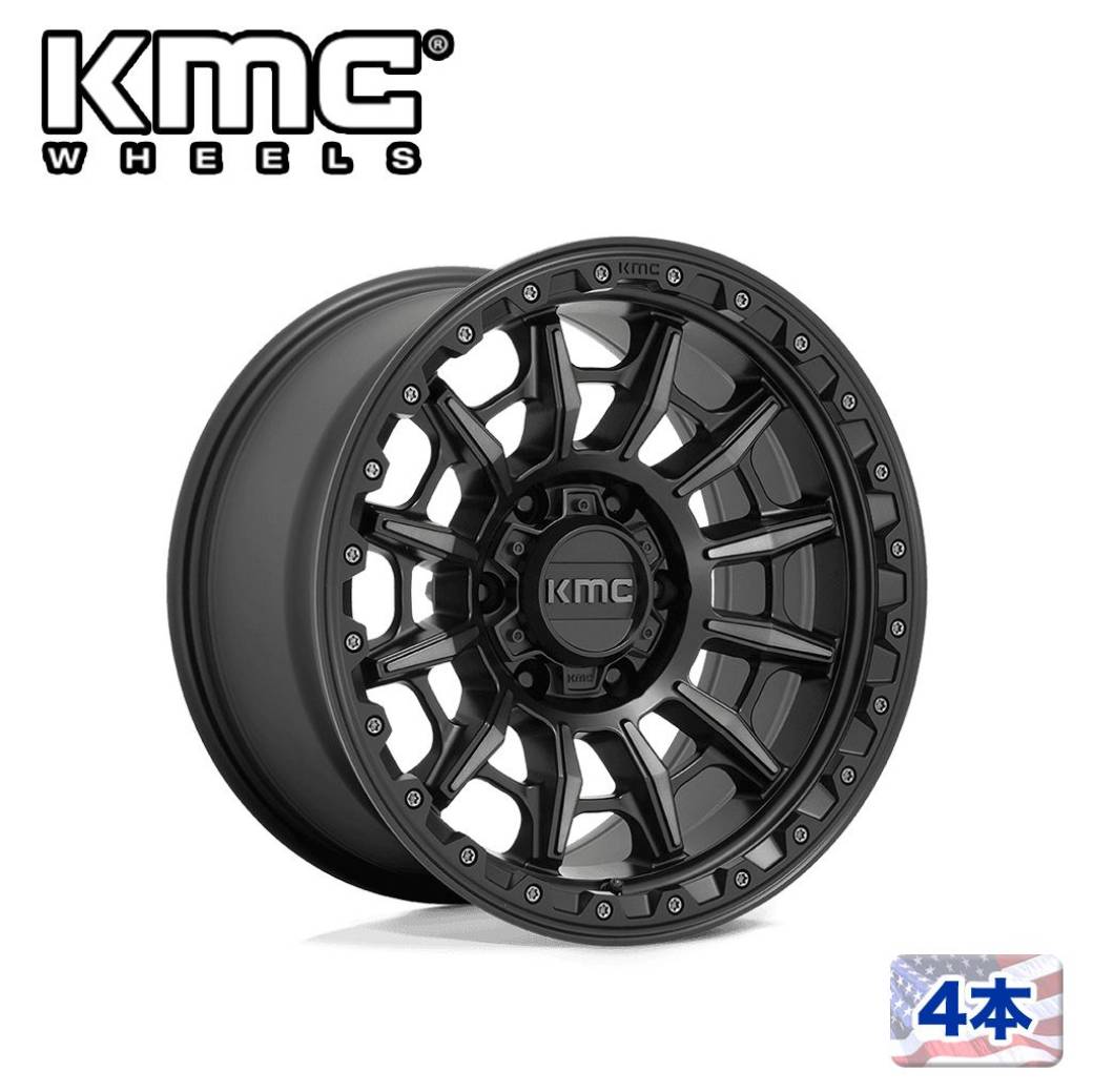 【KMC（ケーエムシー）日本販売代理店】17インチアルミホイール 4本汎用 KM547 CARNAGE SATIN BLACK W/ GRAY TINT17&times;9J 5H 127 &plusmn;0 CB71.5｜USATIRESHOP 151,400円
