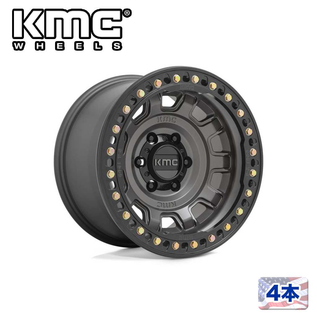 【KMC（ケーエムシー）日本販売代理店】 17インチアルミホイール 4本 汎用 KM236 TANK BEADLOCK ANTHRACITE 17×9J 5H 127 -38 CB71.5