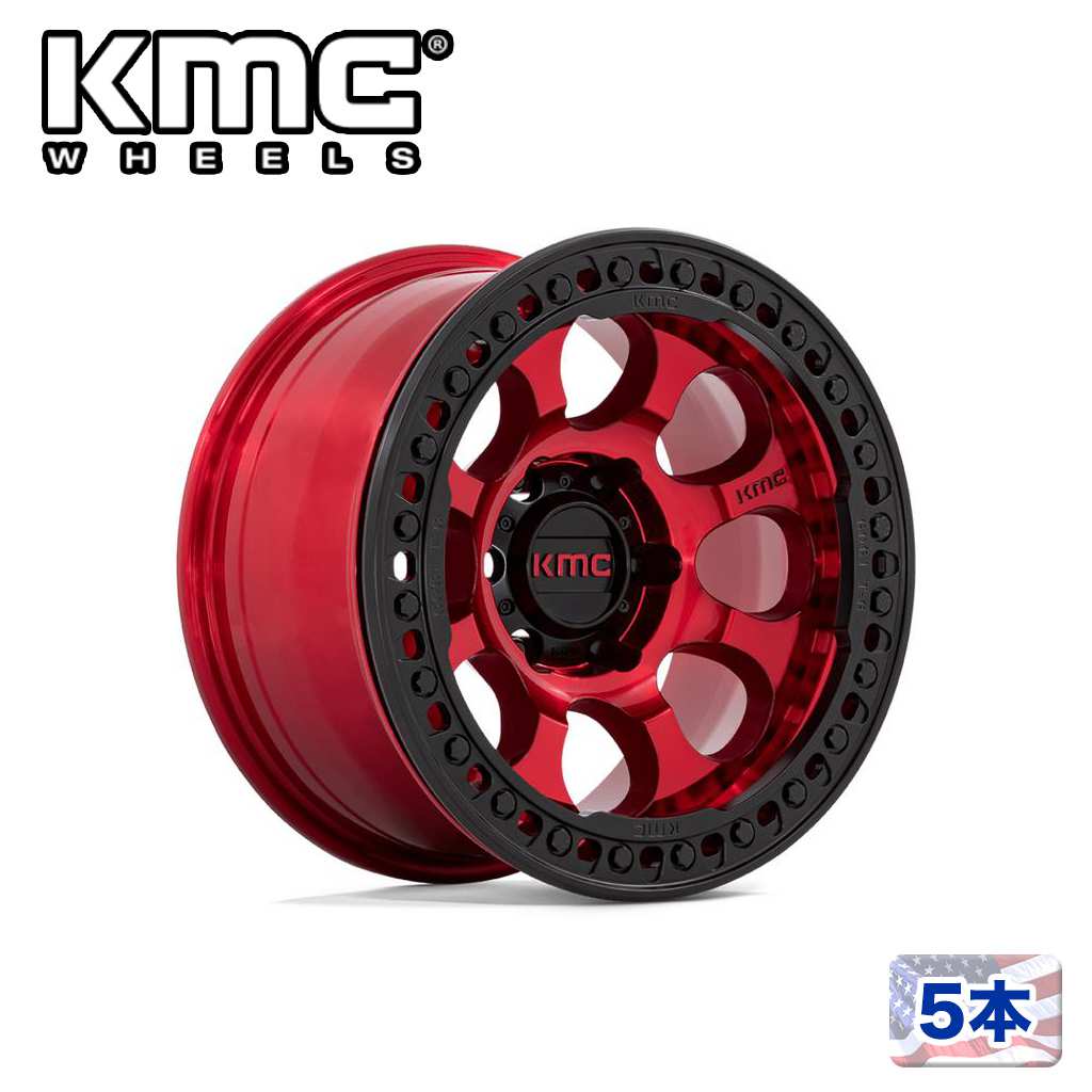【KMC（ケーエムシー）日本販売代理店】 17インチアルミホイール 5本 汎用 KM237 RIOT BEADLOCK CANDY RED W/ SATIN BLACK RING 17×9J 6H 139.7 -38 CB108
