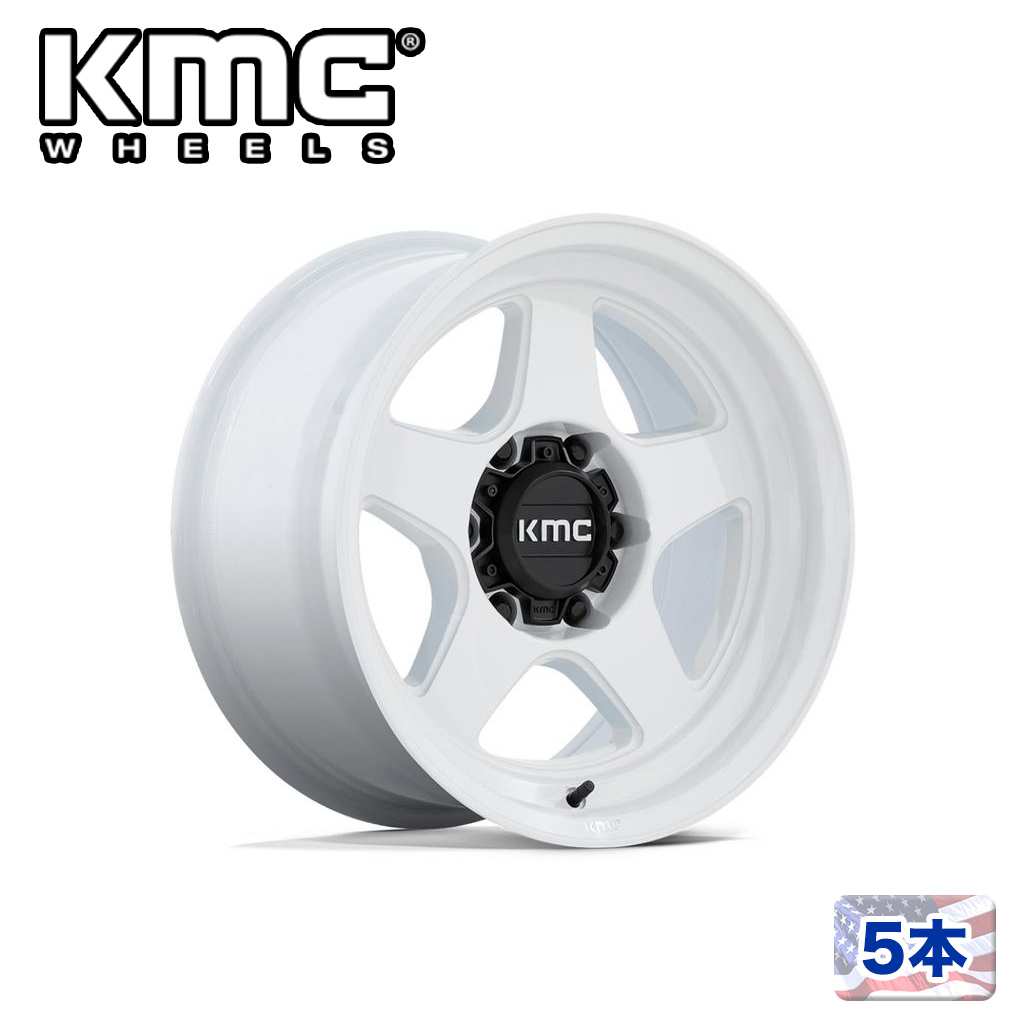 【KMC（ケーエムシー）日本販売代理店】 17インチアルミホイール 5本 汎用 KM728 LOBO GLOSS WHITE 17×8.5J 6H 139.7 -10 CB106.1