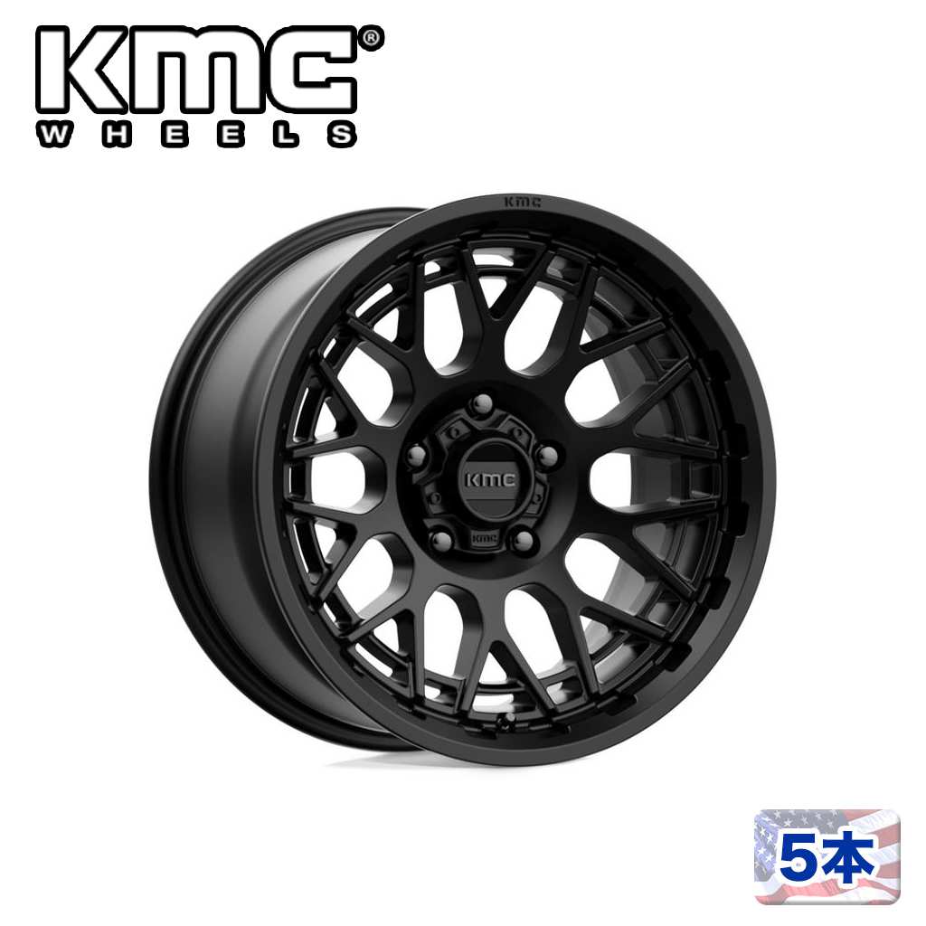 【KMC（ケーエムシー）日本販売代理店】 18インチアルミホイール 5本 汎用 KM722 TECHNIC SATIN BLACK 18×9J 6H 139.7 +18 CB106.1