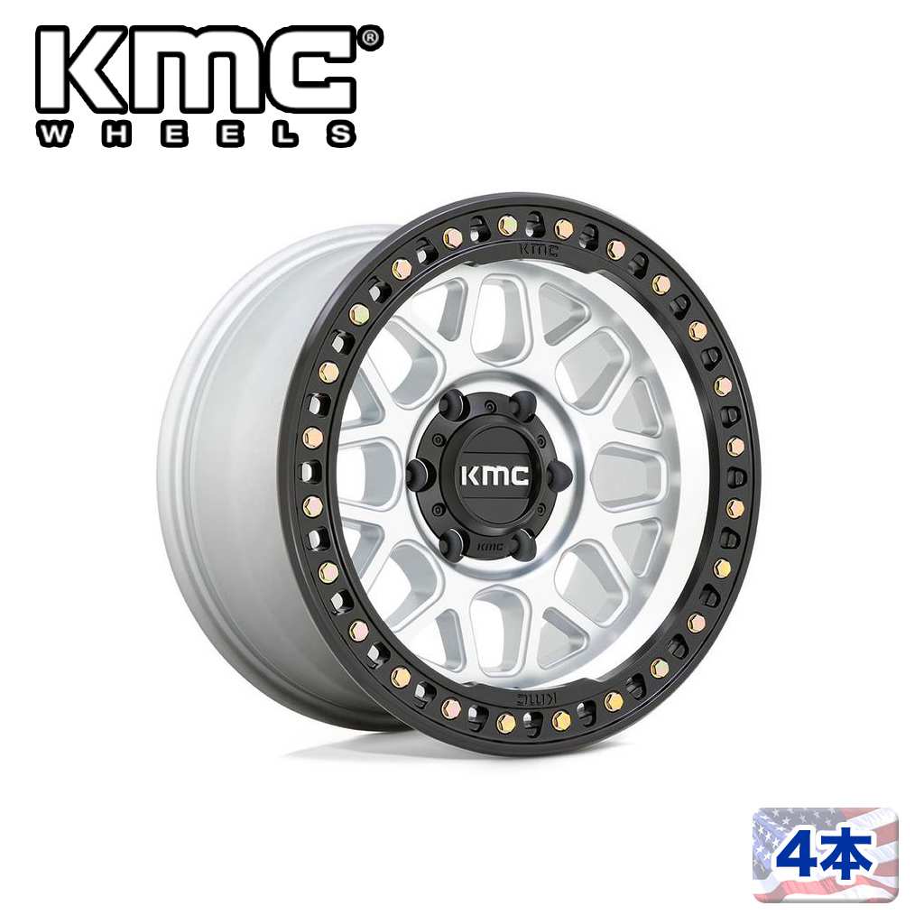 【KMC(ケーエムシー)日本販売代理店】18インチアルミホイール4本KM549 GRS18&times;8.5J 8H 170 &plusmn;0 CB125.1MACHINED W/ SATIN BLACK LIP 汎用｜USATIRESHOP