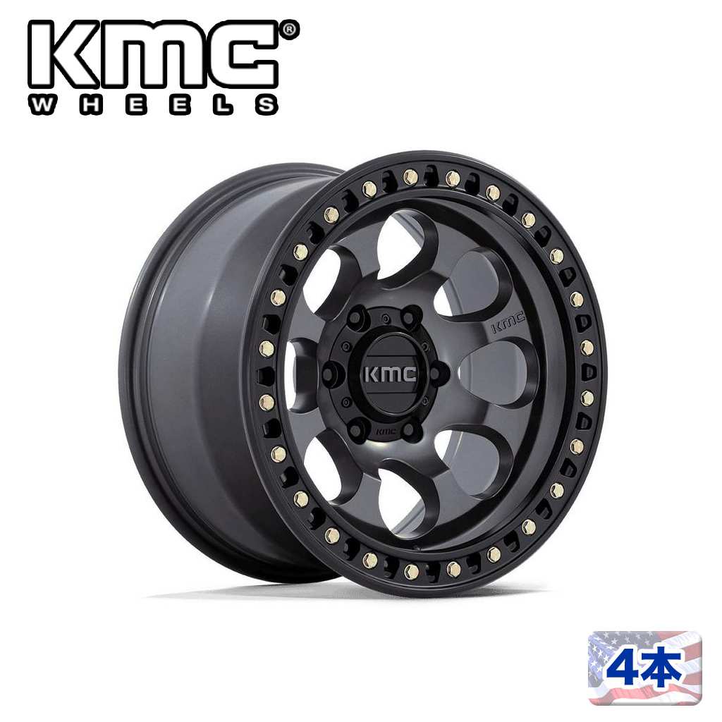 【KMC(ケーエムシー)日本販売代理店】 18インチアルミホイール4本 KM550 RIOT SBL 18×9J 6H 139.7 +18 CB106.1 ANTHRACITE W/ SATIN BLACK LIP 汎用