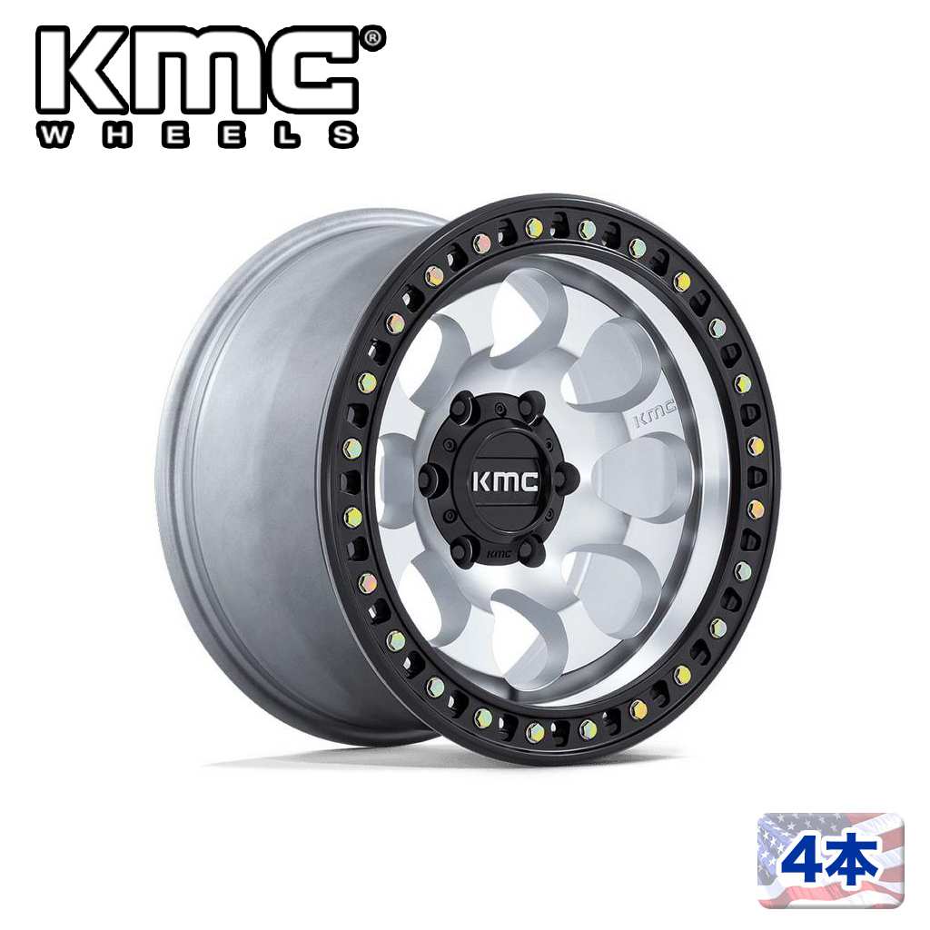 【KMC(ケーエムシー)日本販売代理店】 17インチアルミホイール4本 KM550 RIOT SBL 17×8.5J 5H 127 +10 CB71.5 MACHINED W/ SATIN BLACK LIP 汎用
