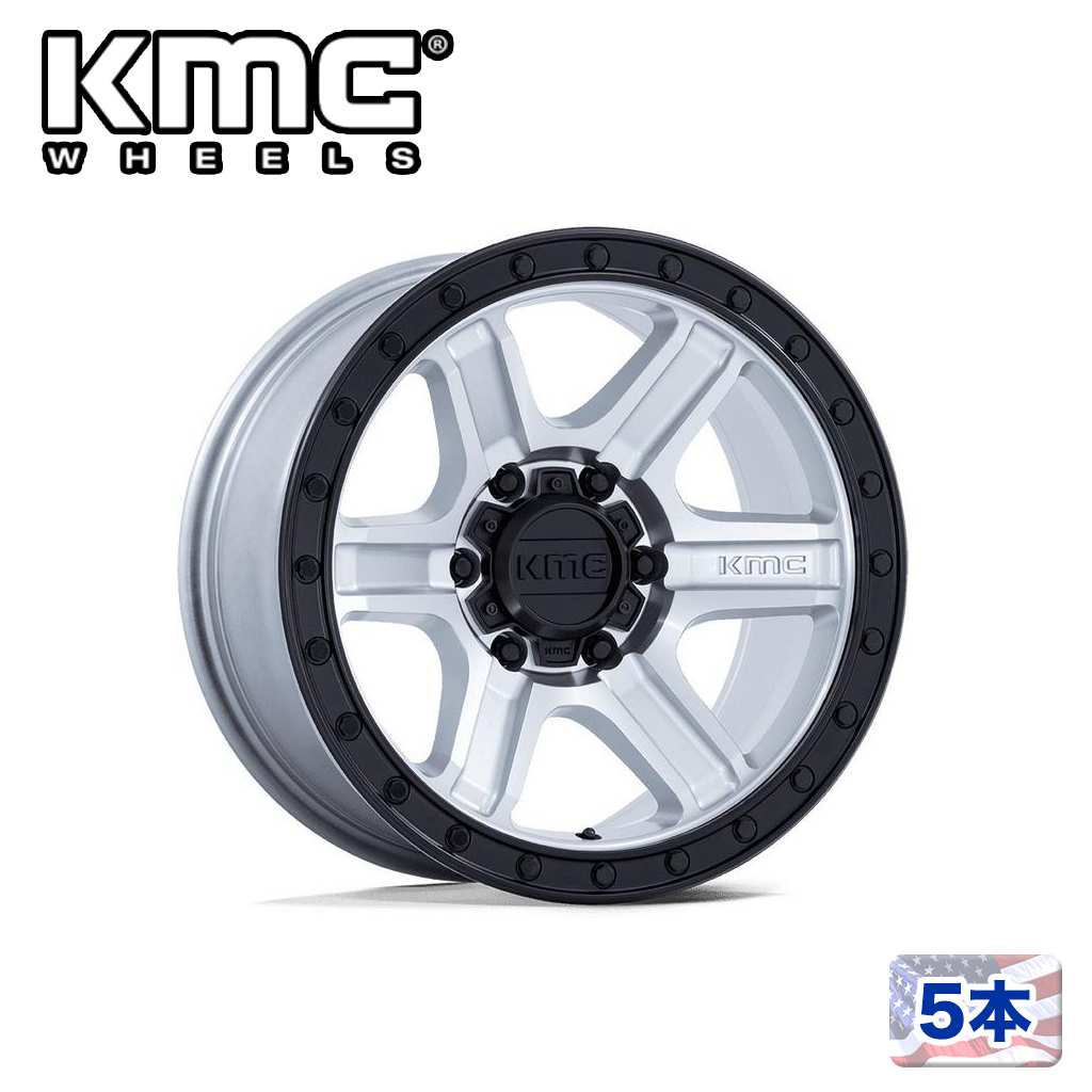 【KMC(ケーエムシー)日本販売代理店】 18インチアルミホイール5本 KM551 OUTRUN 18×9J 6H 139.7 +18 CB106.1 MACHINED W/ GLOSS BLACK LIP 汎用