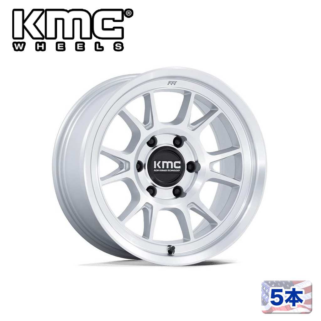 【KMC(ケーエムシー)日本販売代理店】 17インチアルミホイール5本 KM729 RANGE 17×8.5J 5H 127 -10 CB71.5 GLOSS SILVER W/ MACHINED FACE 汎用