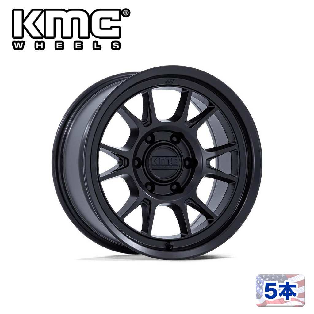 【KMC(ケーエムシー)日本販売代理店】 17インチアルミホイール5本 KM729 RANGE 17×8.5J 5H 127 -10 CB71.5 MATTE BLACK 汎用