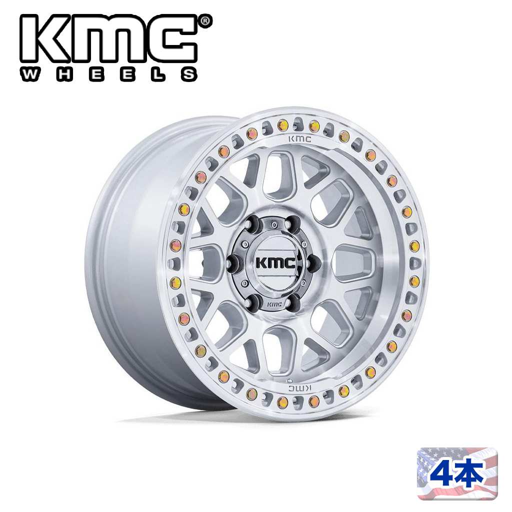 【KMC 正規品】 17インチホイール 4本 KM549 GRS 17×9 8H 165.1 -12 CB125.1 GLOSS SILVER W/ MACHINED FACE 汎用/KM54979080412N