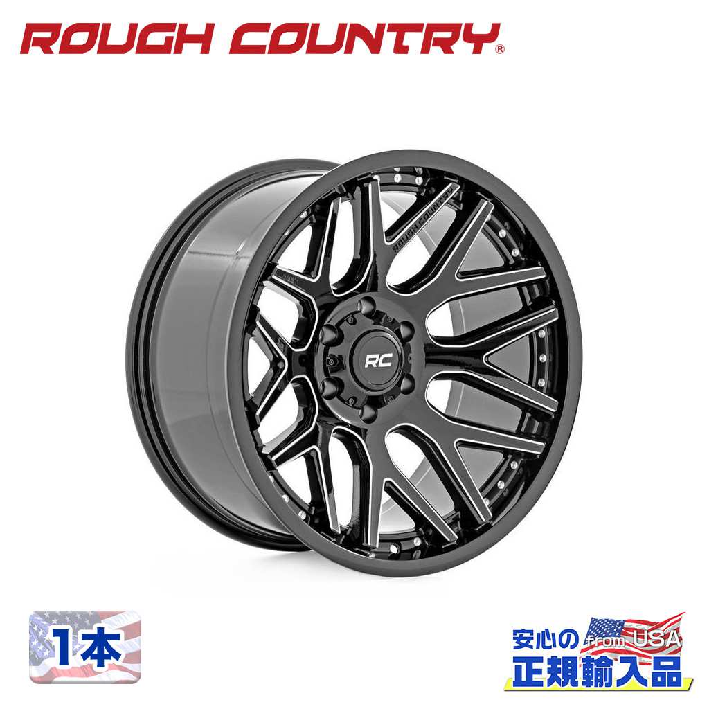 【ROUGH COUNTRY(ラフカントリー)正規代理店】22インチアルミホイール 1本95シリーズ グロスブラック 汎用22×10J 6H 139.7 -25|USATIRESHOP