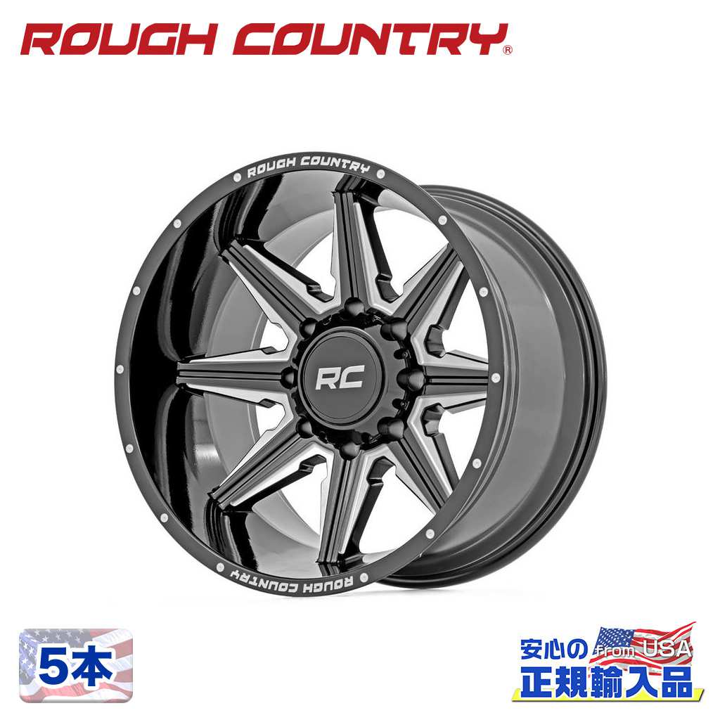 【ROUGH COUNTRY(ラフカントリー)正規代理店】 20インチアルミホイール 5本 91Mシリーズ グロスブラック 汎用 20×12J 6H 139.7 -44